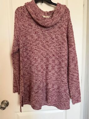 Bob Timberlake Women's XL Pink Marled Knit Cowl Neck Sweater